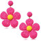 TOFBS Ohrringe für Damen Boho Persönlichkeit Statement Baumeln Ohrringe Rattan Blume Ohrringe Groß Hypoallergene Hawaiian Holiday Style Modeschmuck(Rosa)
