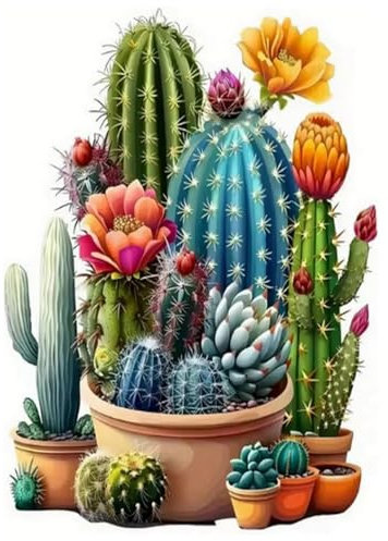 GLTEYACO Embroidery Cross Stitch Kit Cactus Flowers 11CT Stamped Cross Stitch Kits DIY Adult Beginners for Pre-Printed Needlepoint Crafts 40x50 cm