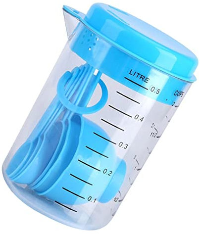 COLLBATH 7 Pz Kit Di Misurazione Per La Cucina Misurazione Della Cottura Tazze Misurino Misurini Cucchiai Misura Del Cucchiaino Paletta Da Tè Sfusa Bicchieri Graduati Blue