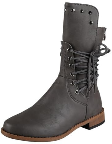 Generico Stivali Texani Camperos Texani Western Boots a Punta Stivali Texani Donna con Tacco Bassi Scarponcino Cerniera Stivali Alla Moda da Donna Scarponcini Tacco Medio a Metà Polpaccio Stivaletti