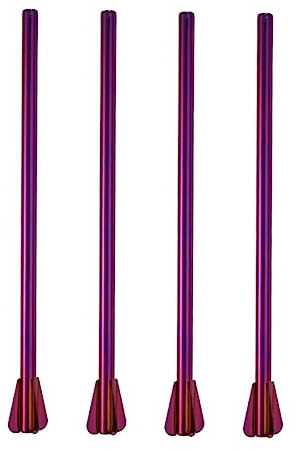 FRCOLOR 1 Jeu Paille En Métal Pailles Réutilisables Reusable Straw Cuillères À Remuer Pailles À Cocktail Courtes Café Touillette Pipette Paille En Acier Inoxydable Violet,mauve 4 Pièces