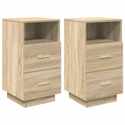 vidaXL Nachttische 2 STK. mit 2 Schubladen Sonoma-Eiche 36x36x68 cm