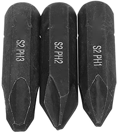 YUXITA Juego de 3 brocas magnéticas fuertes de aleación de acero de 8 mm PH1, PH2 y PH3, color negro