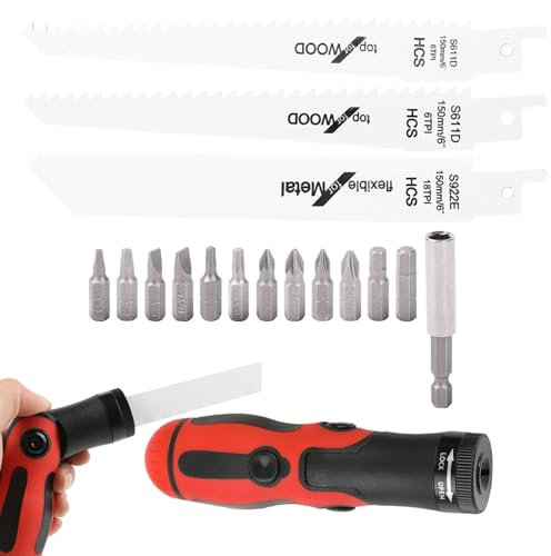 Scie à sabre sans fil - scie à sabre à vitesse variable, scie électrique, changement de lame de scie sans odeur, scie à main électrique pour couper le bois, le métal et le PVC