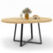 IDMarket Selma – Mesa de comedor extensible redonda para 4-8 personas, madera y negro, 110-150 cm
