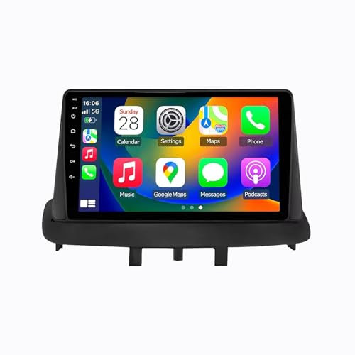 Android 13 2 DIN Pantalla Táctil Radio 9 Coche Pantalla para Renault Megane 3 2008-2010 con Enlace Espejo/Navegación GPS/Radio FM/BT/Mandos Volante/Reproductor Multimedia(8G+256G)