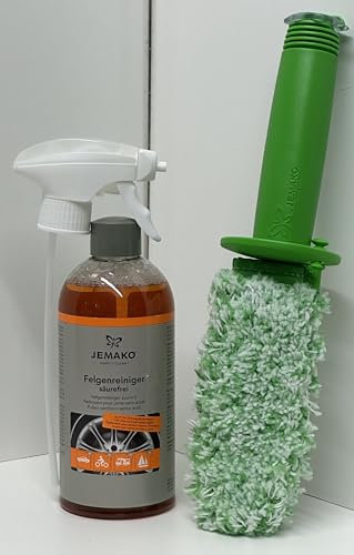 Jemako Felgenreiniger 500ml + Schaumpumpe + CleanStick plus 15cm grüne Faser