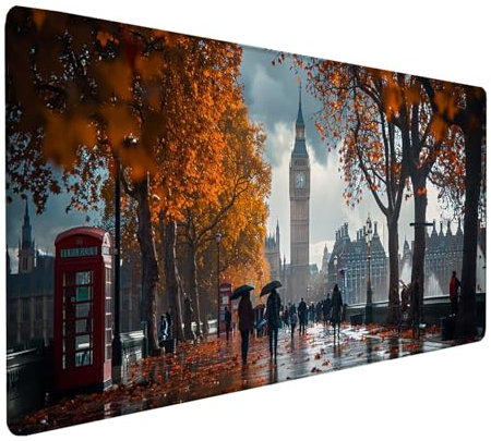 Grey Mouse Pad, Large Mouse Mat 800x400 mm, Desk Mat with Stitched Edges, Mousepad With Waterproof Non-Slip Base, Keyboard Mat for Desk Accessories and Gaming PC Accessories, Gifts, City R-4944