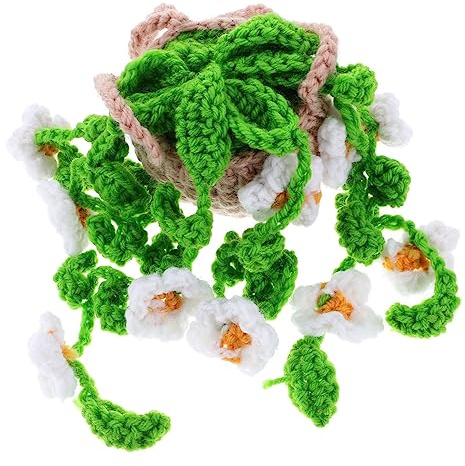 Toddmomy Hanging Car Decoration Crochet Plant Spider Plant Potted Home Decor Ornament