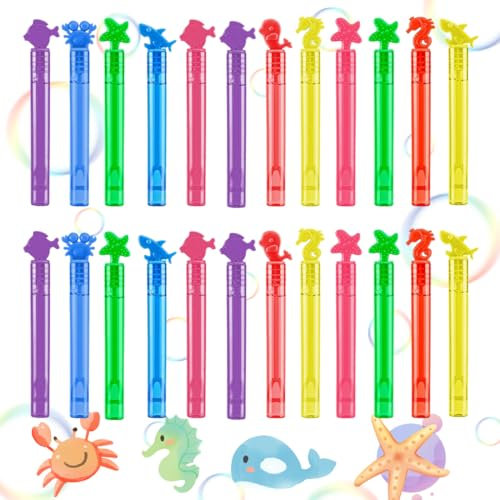 GGUFAY 24 Stück Seifenblasen Meerestiere Packung Bunte Bubbles,Seifenblasen mit Meerestiere Design,Mitgebsel Kindergeburtstag Kleine Geschenke für Kinder,Keine Flüssigkeit(6 Farben)