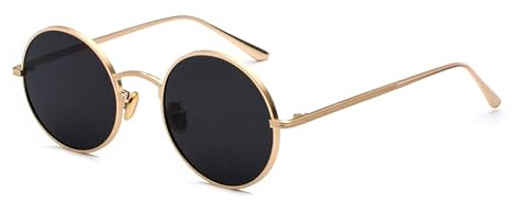 Hviomru Kleine Runde Sonnenbrille Hippie Kreis Brille Metallfarben für Damen Herren