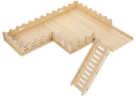 Abaodam Plattform Sichere Kleine Hamsterplattform Hamsterkäfig als Aktivitätsspielplatz und Lebensraum mit Leiter und Zaun als Aktivitätsspielplatz und Lebensraum für Zwerghamster und Kleintiere