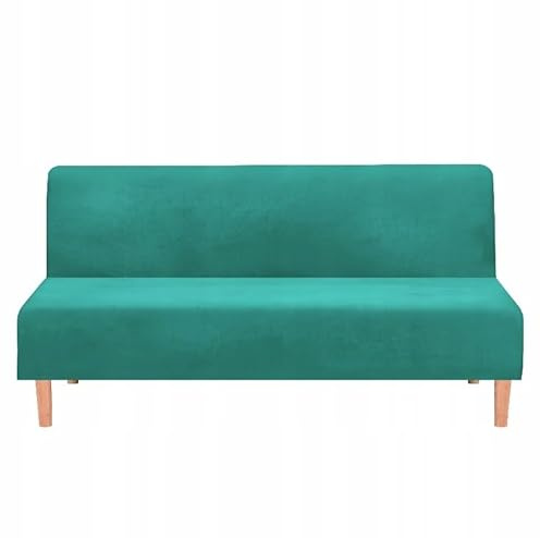 Domidekor - Sofa Überzug Ohne Armlehnen Türkis - Couch und Sofabezug - Sofaüberwurf für Wohnzimmer - Schlafcouch Bezug Stretch - Elastische Samt Couchbezug - Breite 190-210cm