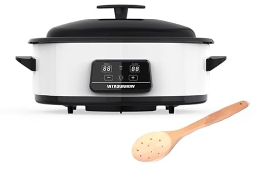 VITASUNHOW Digitaler Steinwärmer 6L mit Touch-Display – Emaille-Topf für SPA