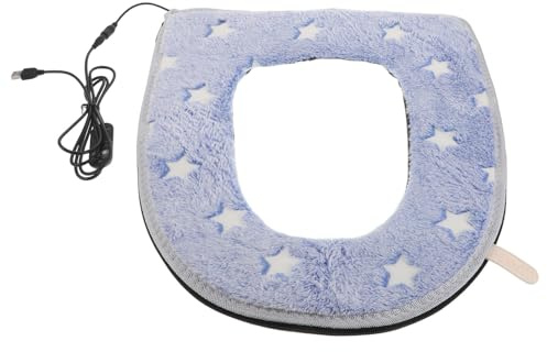HOLIDYOYO USB Heated Toilet Seat Warmer Cushion with Luminous Star Pattern Washable Electric Heating Toilet Seat Cover Pad Sky Blue Soft for Bathroom
