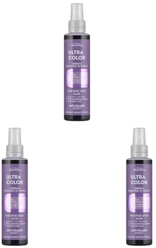 Joanna Ultra Color - Silberne Farbspülungsspray für Blondes und Helles Haar - Aschgrauer Farbton - Natürlicher Glanz - Beseitigt Gelbstich in Haar - Hellt das Haar auf und Revitalisiert es - 150 ml