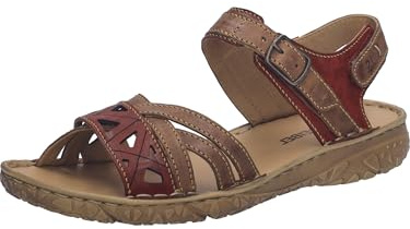 Josef Seibel Damen Klassische Sandalen Ivy.08,Weite G (Normal),Sandaletten,klettsandalen,bequem,Sommerschuhe,rot-Kombi,36 EU