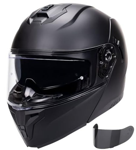 CZSBXBHD Motorrad Klapphelm Integralhelm ECE Zertifiziert Motorradhelm Für Herren Damen Modular Helm Mit Doppelvisier Sonnenblende Und Schwarzem Visier Für Roller Scooter Moped,A,M 55~56CM