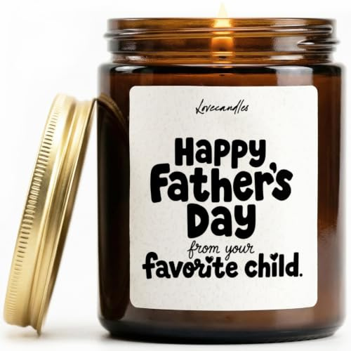 Happy Father's Day vom Lieblingskind - Duftkerze mit Spruch als Geschenk für Vatertag, Papa, Vater, Lustige Vanille Duftkerze im Glas
