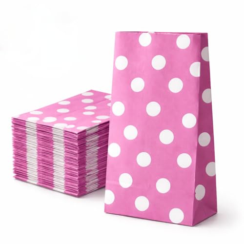 Sacchetti regalo di carta rosa, 50 pezzi, 12 x 7 x 21 cm, sacchetti regalo per compleanno, regalini e piccole sorprese, senza plastica