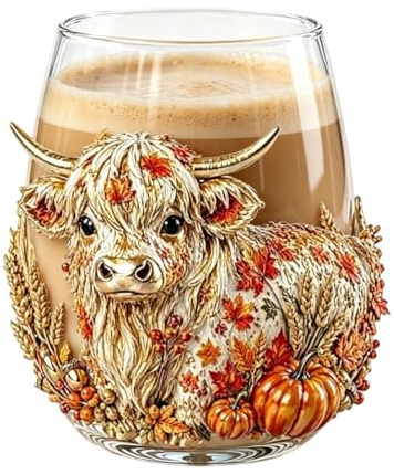 Generico Coppa in da vino senza stelo 3D - Design unico in vetreria ross | Vetreria artigianale per gli amanti delle mucche Casa Appartamento Cucina Bar Cena Festa Riunione di famiglia Compleanno
