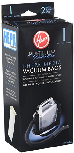 Hoover Vacuum Cleaner Bags for Platinum Canister Vacs, Pack of 2, Type I, Hepa Filtration, Part # AH10005, Hoover Vacuum Bags Refill