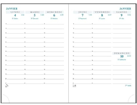 Exacompta Horizons 13870E – 130 x 90 mm – 13870E – Wochenkalender mit 13 goldenen Rand – Januar 2018 bis Dezember 2018