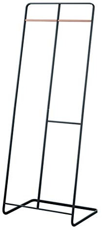Yamazaki 2739 TOWER Breite Garderobe, schwarz, Stahl/Holz, minimalistisch, 61 x 45 x 163 cm