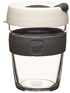 KeepCup Reusable Coffee Cup. Toughened Glass, 12 Ounce/Medium, Milk