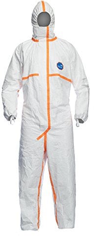 DuPont Tyvek 800J | Abbigliamento di protezione chimica con cappuccio, categoria III, tipo 3-B, 4-B, 5-B e 6-B, bianco, robusto e leggero, taglia XXL