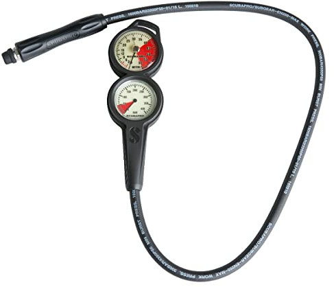 SCUBAPRO 2-Gauge Inline-Tauchkonsole mit Manometer und Tiefenmesser, metrisches Display, Metall