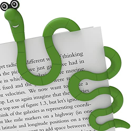 Clip Bookmarks for Women Kids and Men - Wally The Bookworm Cool Cute Bookmark and Page Holder Unique Gift Idea - Funny Book Marker and Reading Accessory for Book Lovers (Grün)