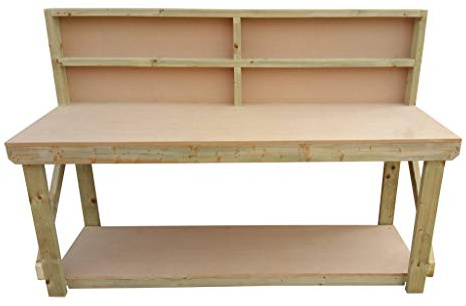 Arbor Garden Solutions Wooden MDF Workbench With Back - Work Table Handmade Strong Heavy Duty - Made From Construction Grade Timber (4ft)
