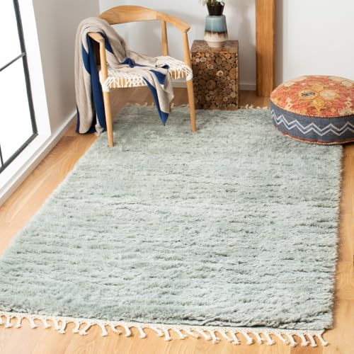 SAFAVIEH Boho Teppich für Wohnzimmer, Esszimmer, Schlafzimmer - Casablanca Collection, Kurzer Flor, Blau grau, 122 X 183 cm
