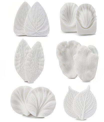 Lot de 6 moules en silicone en forme de feuilles - Pour les savons, fondants au chocolat, gâteaux, pâte à sucre et la décoration des gâteaux