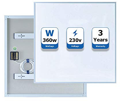 Electric Panel Heater Infrared 595x595x22MM, 360 Watts with Far Infrared Panel Heater Carbon Crystal, Energy Saving with Overheat Protection Device