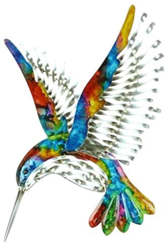 Widdop and Co Colourful Wall Art Metal Hummingbird - 62634, Living Room