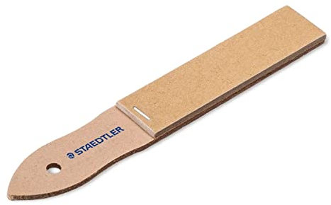 STAEDTLER 923 23BK-C Sandpapier (12 Blatt feines Sandpapier auf Holzgriff, zum Anspitzen, für konische Formen oder elliptische Kurven, Blisterkarte), braun