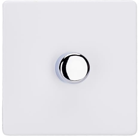 Varilight Single V-Dim Rotary 2-Way Dimmer 1 x 60-400W - Screwless Primed With Polished Chrome Knob, HDY3S.PD