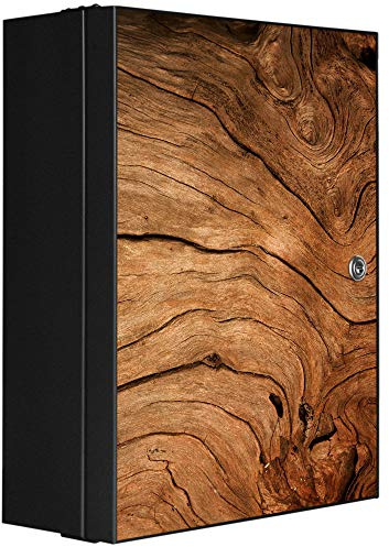 banjado Medizinschrank abschliessbar mit Motiv Trockenes Holz 35x46x15cm - großer Arzneischrank für die Hausapotheke - Medikamentenschrank aus Metall zur Medikamenten Aufbewahrung