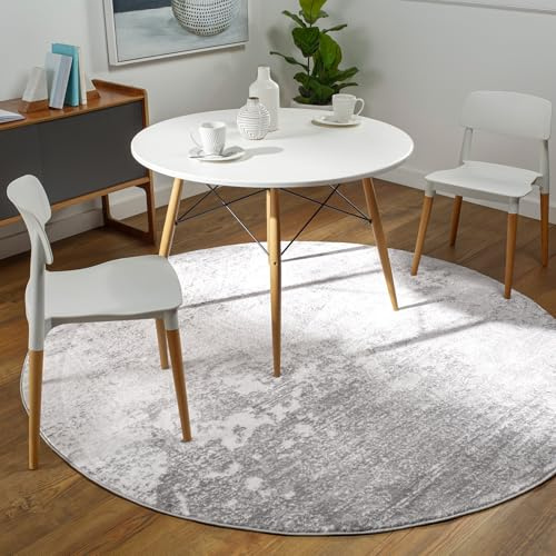 Livabliss Bangkok Abstract - Area s Living Room 160 cm, Dining Room, Lounge, Kitchen, Bedroom - Modern Marble, Soft Luxurious Easy Care Medium Pile Round, Ivory and Black