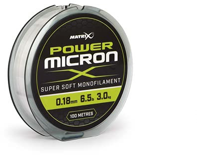 Matrix Power Micron X 0.18mm - 6.5lb 100m accurate dia. Low Viz Hooklength and Pole Rig Fishing Line