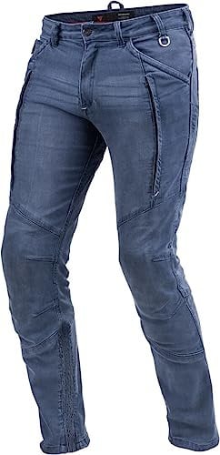 SHIMA Ghost Jeans Moto Uomo - Pantaloni Biker Ventilato Elastico vestibilità Slim con Rinforzi in Kevlar, Protezioni CE per Ginocchia (Blu, 32)
