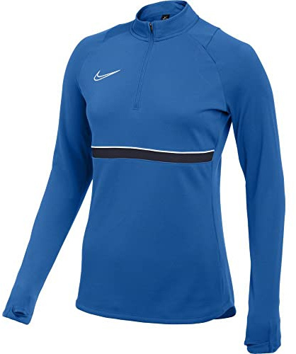 Nike Women's Academy 21 Drill Top Training Sweatshirt, womens, CV2653-463, Royal Blue/White/Obsidian/White, L