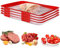 Vacuum Fresh Storage Tray, Reusable Creative Food Storage Container Stackable Food Preservation Tray Vacuum Preservation Tray with Elastic Lid, for Vegetable Fruit Meat Fish(Upgraded)(4 PCS)