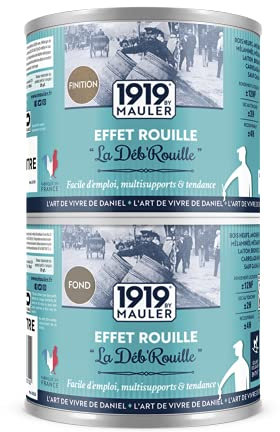 1919 BY MAULER - Peinture « EFFET ROUILLE » - 0,75L - Pour meuble, cuisine, salle de bain - Coloration Facile surface peinte, bois, métal, PVC, carrelage mural, verre