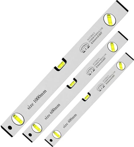 SAMTEKSpirit Level Set 3 Pcs High Accuracy Spirit Level Lightweight 400 600 and 1000MM DIY Build 3 Bubble Level 45° 90° 180° Alloy Magnetic Bricklayer Alloy Spirit Level Powerful MagnetsBlack