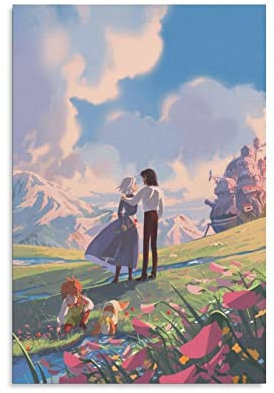 LAOAYI Wandkunst, japanisches Anime, Howl's Moving Castle, Gemälde, Poster für Zimmer, ästhetisch, 20 x 30 cm