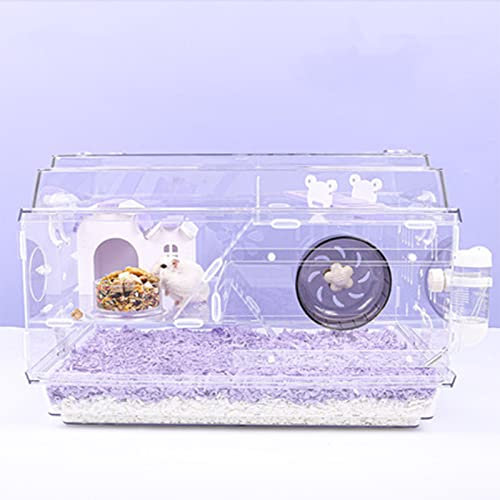 xixi-home Hamsterkäfig Syrischer Hamsterkäfig für Zwerghamster, syrischer Hamster, Käfig, Meerschweinchen, Tragetasche aus Acryl, 47 x 31 x 31 cm (lila)