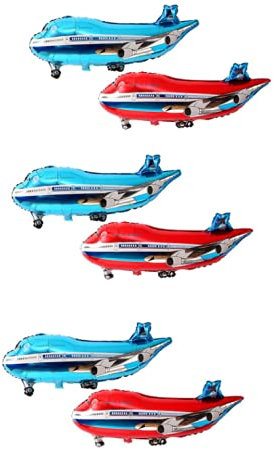 6 Stück Folien-Flugzeug-Luftballons, fliegendes Flugzeug, Helium-Luftballons, Party-Jahrestag, Dekoration für Geburtstag, Flugzeug, Motto-Party-Dekorationen